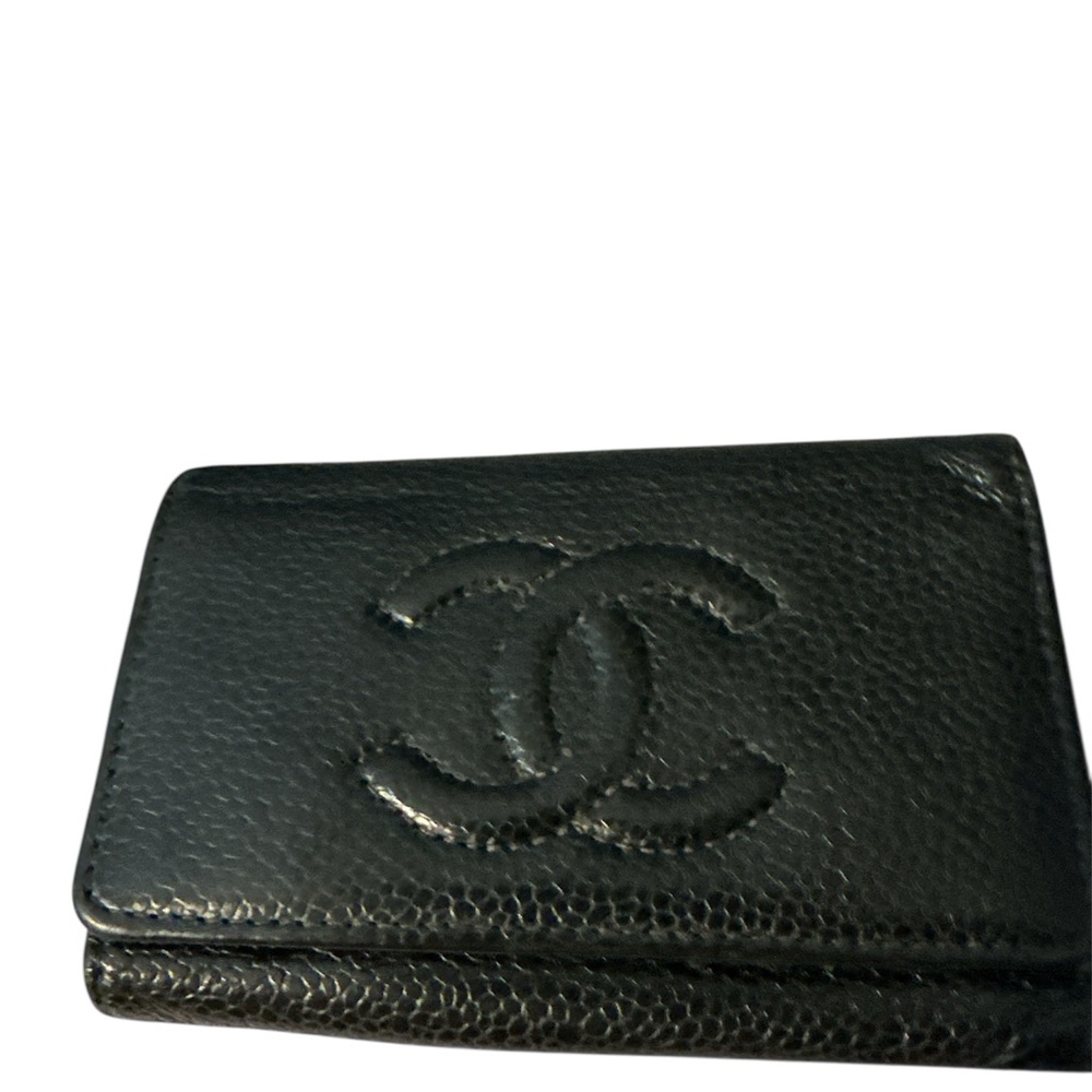 CHANEL caviar pebbled Black Leather Card and key holder good condition - Picture 1 of 7